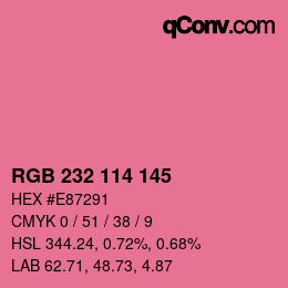 Color code: RGB 232 114 145 | qconv.com