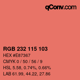 Color code: RGB 232 115 103 | qconv.com