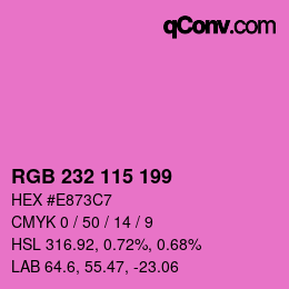 Color code: RGB 232 115 199 | qconv.com
