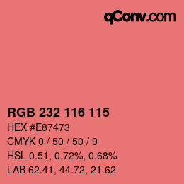 Color code: RGB 232 116 115 | qconv.com