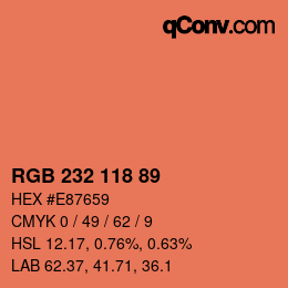 Código de color: RGB 232 118 89 | qconv.com