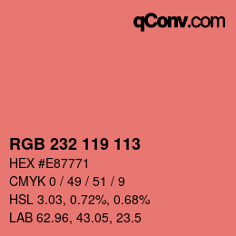 Color code: RGB 232 119 113 | qconv.com