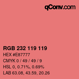 Color code: RGB 232 119 119 | qconv.com