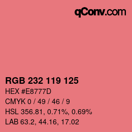 Color code: RGB 232 119 125 | qconv.com