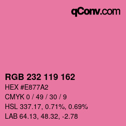 Color code: RGB 232 119 162 | qconv.com