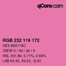 Color code: RGB 232 119 172 | qconv.com