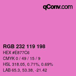 Color code: RGB 232 119 198 | qconv.com