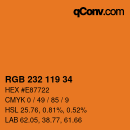 Color code: RGB 232 119 34 | qconv.com