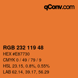 Color code: RGB 232 119 48 | qconv.com