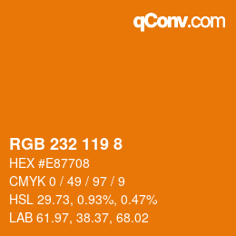 Color code: RGB 232 119 8 | qconv.com