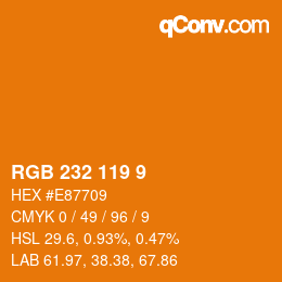 Color code: RGB 232 119 9 | qconv.com