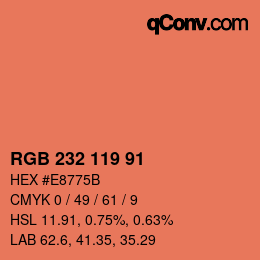 Color code: RGB 232 119 91 | qconv.com