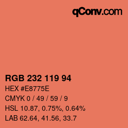 Código de color: RGB 232 119 94 | qconv.com