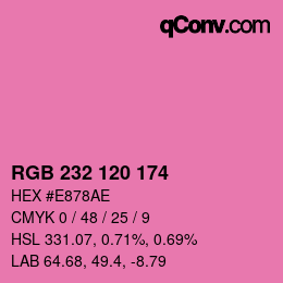 颜色代码: RGB 232 120 174 | qconv.com