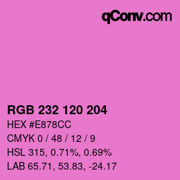 颜色代码: RGB 232 120 204 | qconv.com