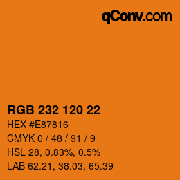 Color code: RGB 232 120 22 | qconv.com
