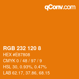 Color code: RGB 232 120 8 | qconv.com