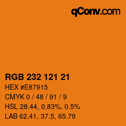 Color code: RGB 232 121 21 | qconv.com