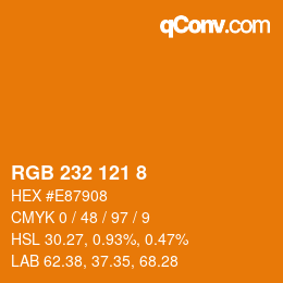 Color code: RGB 232 121 8 | qconv.com