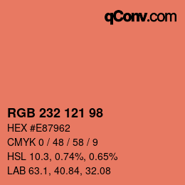 Color code: RGB 232 121 98 | qconv.com