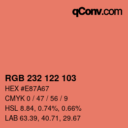 Color code: RGB 232 122 103 | qconv.com