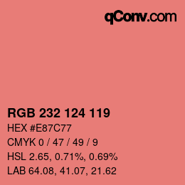 Color code: RGB 232 124 119 | qconv.com