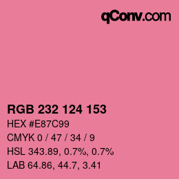 Color code: RGB 232 124 153 | qconv.com