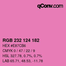Color code: RGB 232 124 182 | qconv.com
