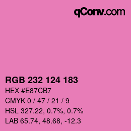 Color code: RGB 232 124 183 | qconv.com