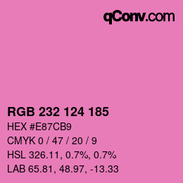 Color code: RGB 232 124 185 | qconv.com