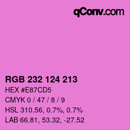 Color code: RGB 232 124 213 | qconv.com