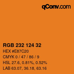 Color code: RGB 232 124 32 | qconv.com