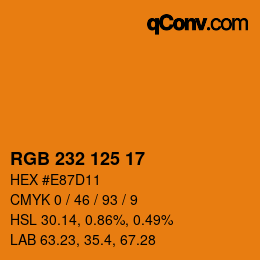 Color code: RGB 232 125 17 | qconv.com