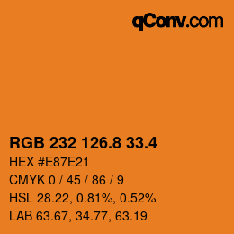 カラーコード: RGB 232 126.8 33.4 | qconv.com