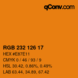 Color code: RGB 232 126 17 | qconv.com