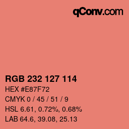 Color code: RGB 232 127 114 | qconv.com