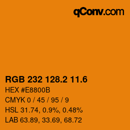 カラーコード: RGB 232 128.2 11.6 | qconv.com