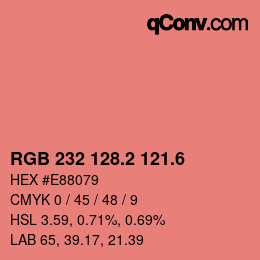 カラーコード: RGB 232 128.2 121.6 | qconv.com