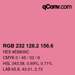 カラーコード: RGB 232 128.2 156.6 | qconv.com