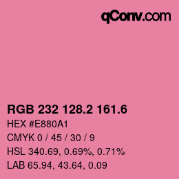 カラーコード: RGB 232 128.2 161.6 | qconv.com
