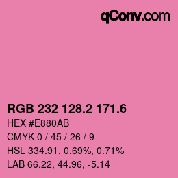 カラーコード: RGB 232 128.2 171.6 | qconv.com
