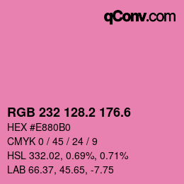 カラーコード: RGB 232 128.2 176.6 | qconv.com