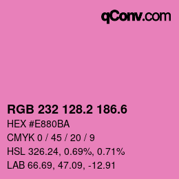 カラーコード: RGB 232 128.2 186.6 | qconv.com