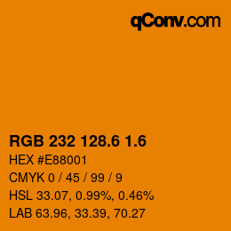 カラーコード: RGB 232 128.6 1.6 | qconv.com