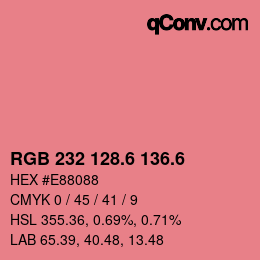 カラーコード: RGB 232 128.6 136.6 | qconv.com