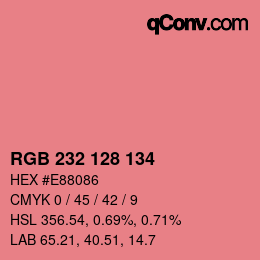颜色代码: RGB 232 128 134 | qconv.com