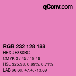 Color code: RGB 232 128 188 | qconv.com