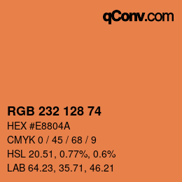颜色代码: RGB 232 128 74 | qconv.com