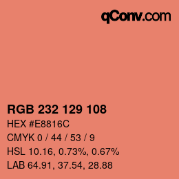 カラーコード: RGB 232 129 108 | qconv.com