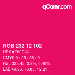 Color code: RGB 232 12 102 | qconv.com